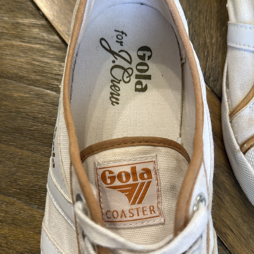 Gola for J. Crew Sneakers White/Tan CLB353 Coaster Smash Women’s Size 10 EU 41 - Picture 10 of 11